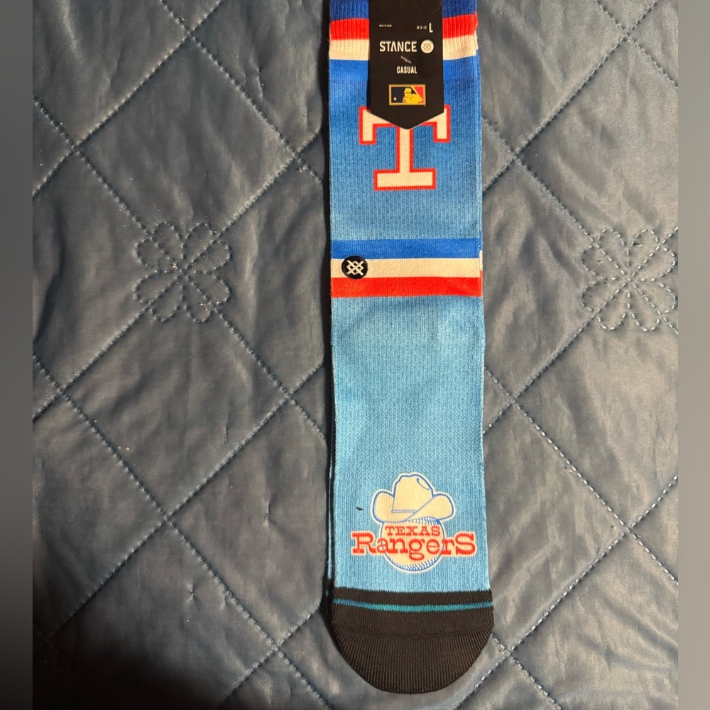 NWT Men’s Stance Texas Rangers Cooperstown sock size large.